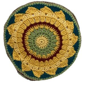 Mandala Handmade Crochet Round Throw Pillow Decor‎ Cushion 12" Multicolor